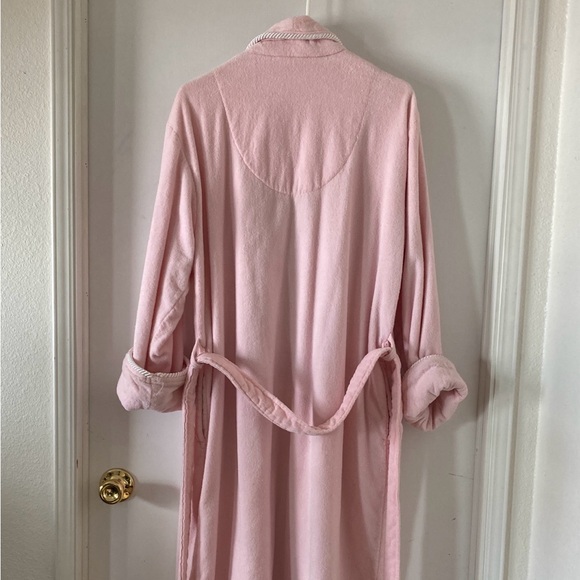 CASUAL ELEMENT WOMENS TERRY BATHROBE, SZ-LG, PINK, HEAVY & LONG, CORDED TRIM - Picture 2 of 4